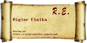 Rigler Etelka névjegykártya